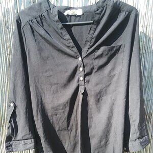 Pink Rose Black Lightweight Blouse - S